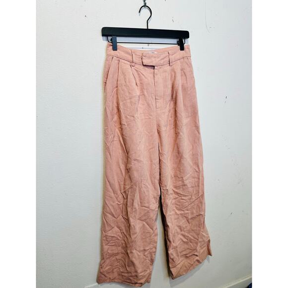 EN SAISON Dusty Pink Linen Style Front Zipper Macey Trousers Pants Size Small - Picture 13 of 16